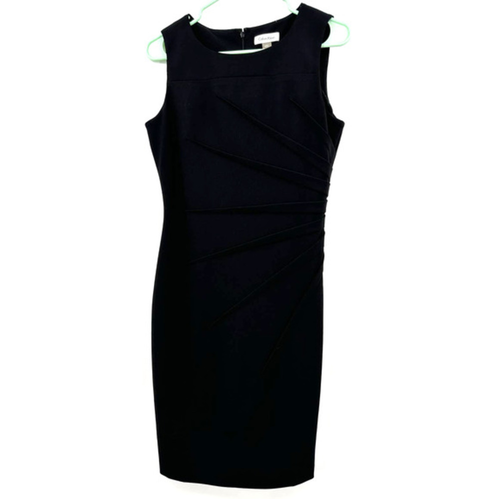 Calvin Klein‎ size 6 sleeveless black fitted dress hidden rear zip